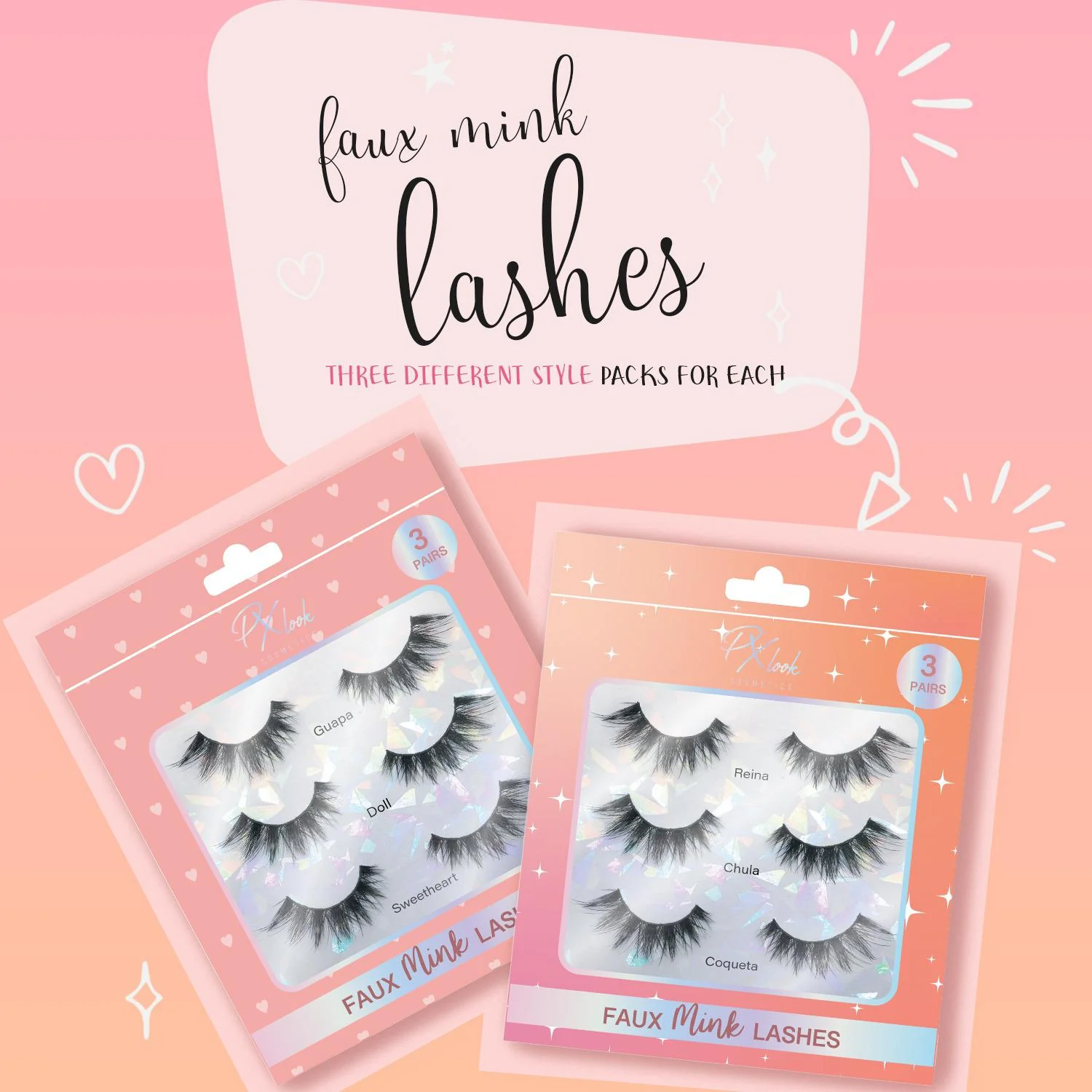 Faux Mink Lashes Eyelashes - 3 Pair - Image 4