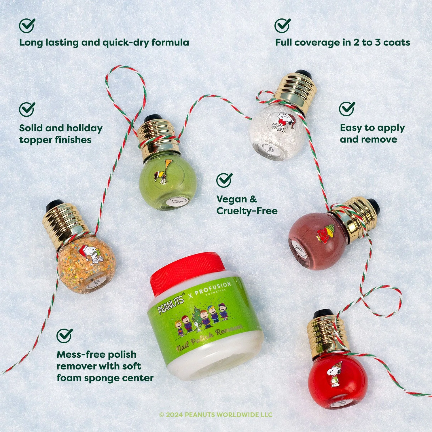 Peanuts Holiday | Sparkling With Joy 5 PC Nail Polish Set & Nail Polish Remover - Image 5